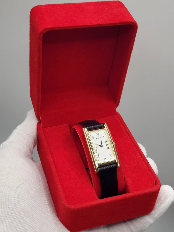 [N. Como Nuevo] Reloj Movado Tank Años 90 Mujer 20mm Esfera Blanca 87.66.455 Suizo 7.25" Foto 2 de 4