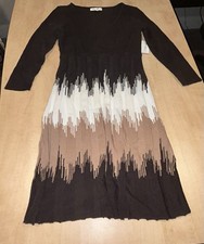 Dress Barn Womens Ribbed Knit Sweater Dress Long Sleeve Stripe Colorblock Size M