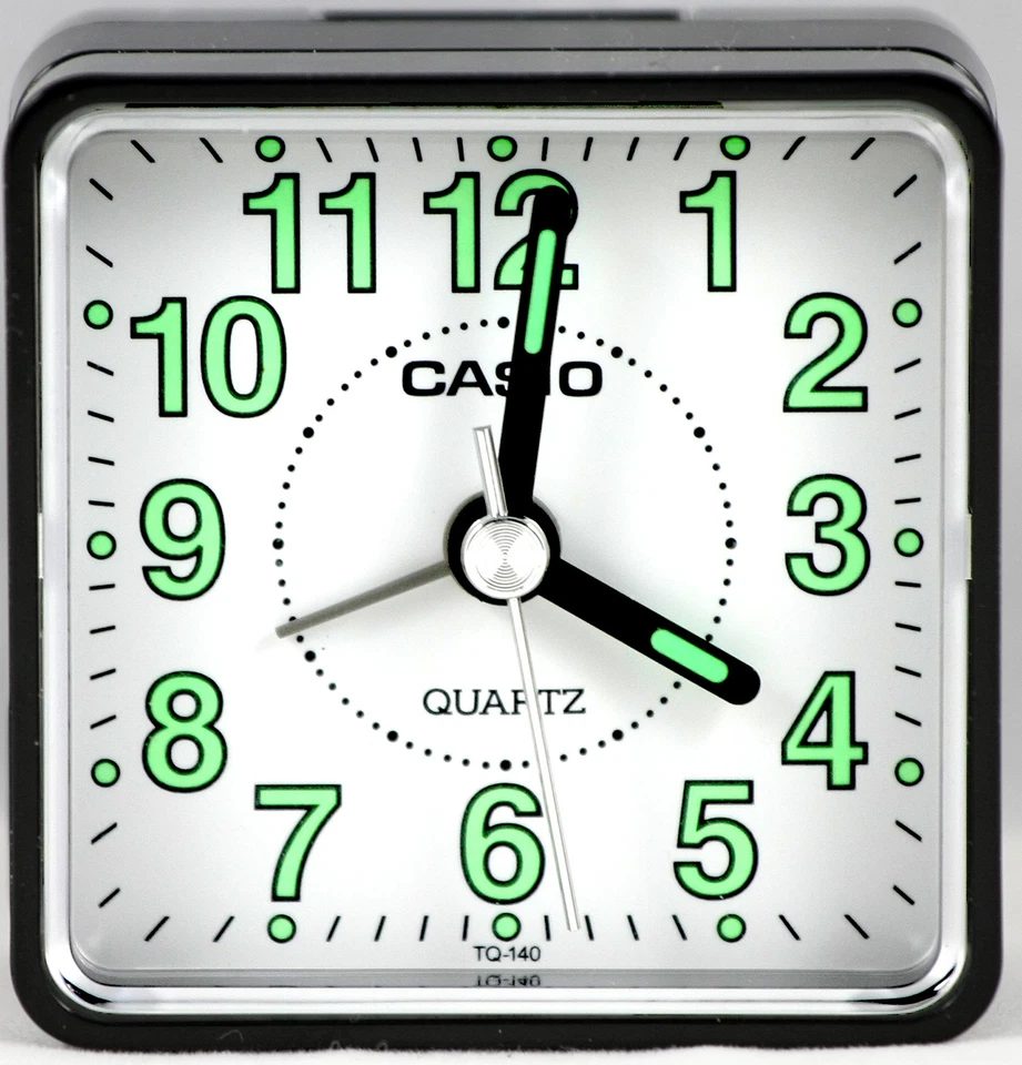 Casio TQ140-1B Travel Desk Quartz Alarm Clock Neobrite Resin Case w Battery New - Image 2 of 4