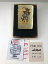 Marlboro Cowboy Brass Zippo Lighter Never Fired Sealed with box X Code 1994