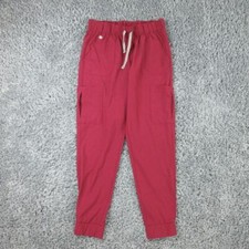 Hanes Scrub Pants Small Burgundy Drawstring Pull On Elastic Waist Ankle 28x29 