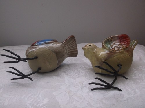 Two Bird Figurines Standing on Metal Legs 5 inches tall - Picture 5 of 5