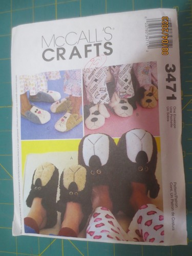 Sewing Pattern McCall's 3471 Adult Children Kids Slippers Bear Dog Cat ...