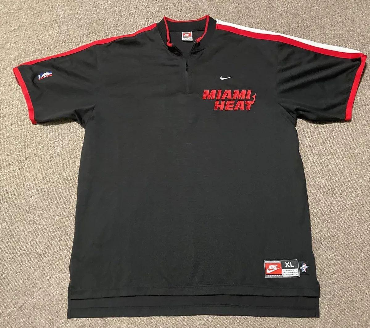 Vintage 90s XXL 2XL Nike Team Miami Heat Basketball NBA Warm Up 1/4 Zip  Shirt