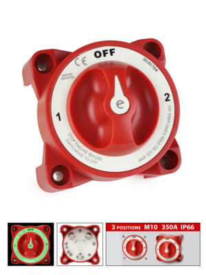 New Red 11001 Marine e-Series Selector 3 Position Battery Switch with AFD 32V DC