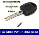 Replacement Key with Transponder Imitation Milling for Audi VW Skoda Seat Haa