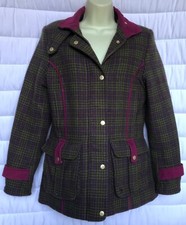 Ness Brown And Pink Tweed Houndstooth Field Coat, Fully Lined,  Size Uk 10