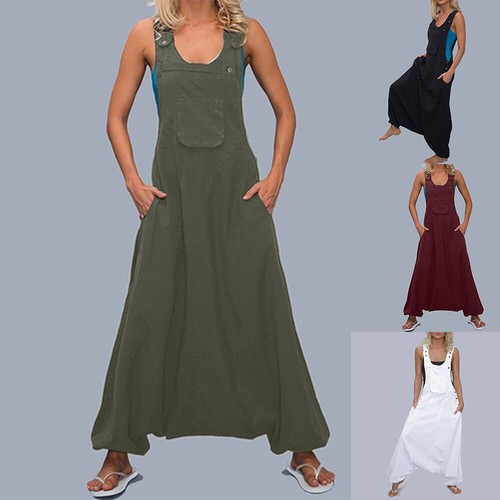 Plus Size Women Baggy Dungaree Hippie Harem Pants Casual Jumpsuit Romper Overall