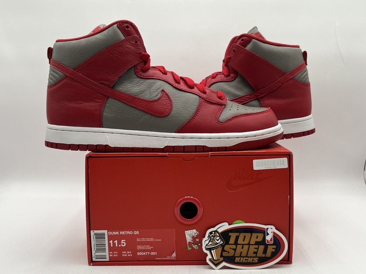 Nike Dunk High UNLV 2016 Size 11.5 Used Rare Authentic Red Grey 