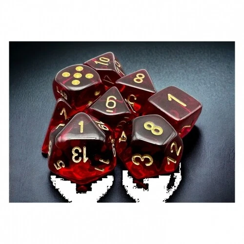 Würfel - Lab Dice - Translucent Crimson gold (7+1 Würfelset-Tube) - Bild 2 von 4