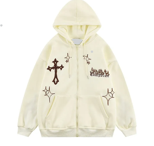 Y2K Loose Zip Up Hoodie Gothic Grunge Streetwear Pullover Y2K Loose Zip Up Hoodie Gothic Grunge Streetwear Pullover