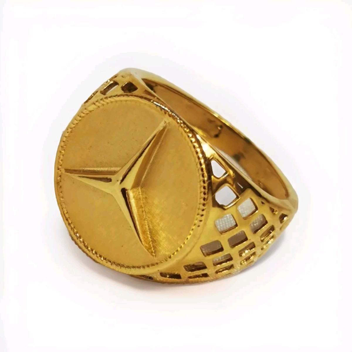 Mercedes Benz 18k Gold Plated Ring For Men Car Lover Luxurious