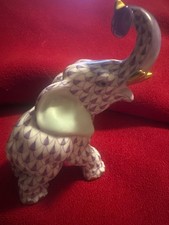 Herend Elephant Figurine Lilac Lavender Fishn...