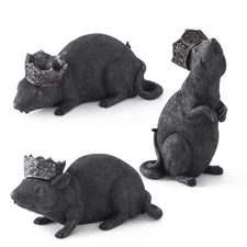 K & K Interiors - Rats with Glittered Crowns Set of 3 Poses - 42441A