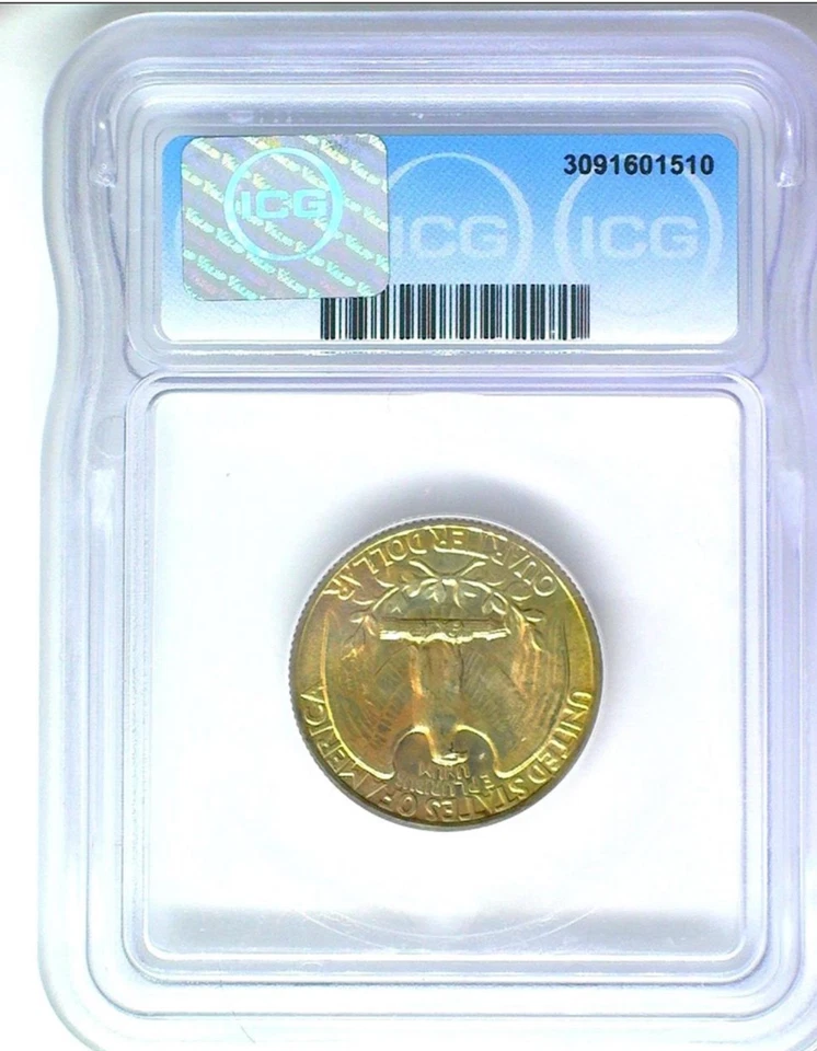 1960 Washington Quarter 25c ICG MS67 #3091601510 Great Value High Grade Coin - Image 3 of 4
