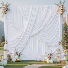 10x12 ft White Backdrop Curtains for Weddings Parties, Birthdays and Photos