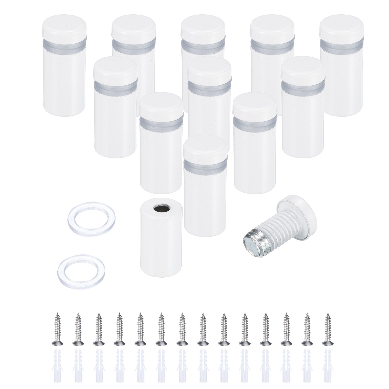 12Pcs 1/2" x 1" Standoff Screws Stainless Steel Sign Mounting Hardware Kit White