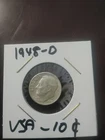 1948 - United States - SILVER - Roosevelt Dime Mint Mark D-Coin