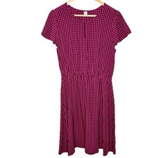 Old Navy Windowpane Plaid Short Sleeve Dress Womens Size M Preppy Academia