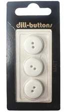 Buttons White 5/8" Round 2-Hole Flat Matt 3-Pack 15MM Vintage Dill 157 Germany