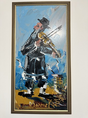 #ad Morris Katz Signed Original Painting 1990 Fiddler on the roof $149.00