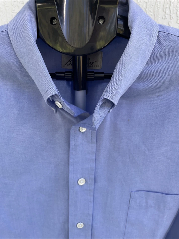 Camisa de vestir para hombre Bill Blass azul cambray mezclada pinpoint talla 17,5 34/45 Foto 2 de 4