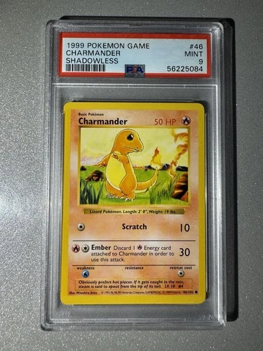 Charmander Shadowless Pokemon Base Set PSA 9 MINT 1999