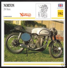 Carte d'information photo Norton 350cc Manx Racer Derek Minter course moto 1962