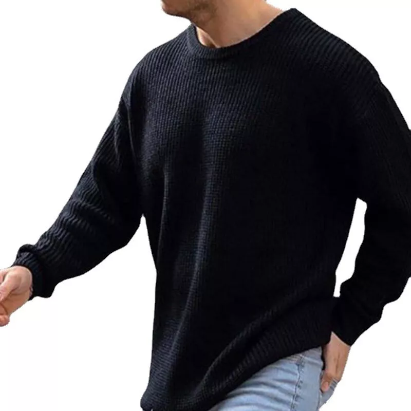 Winter New Casual Mens Pullover Round Neck Long Sleeves Oversized