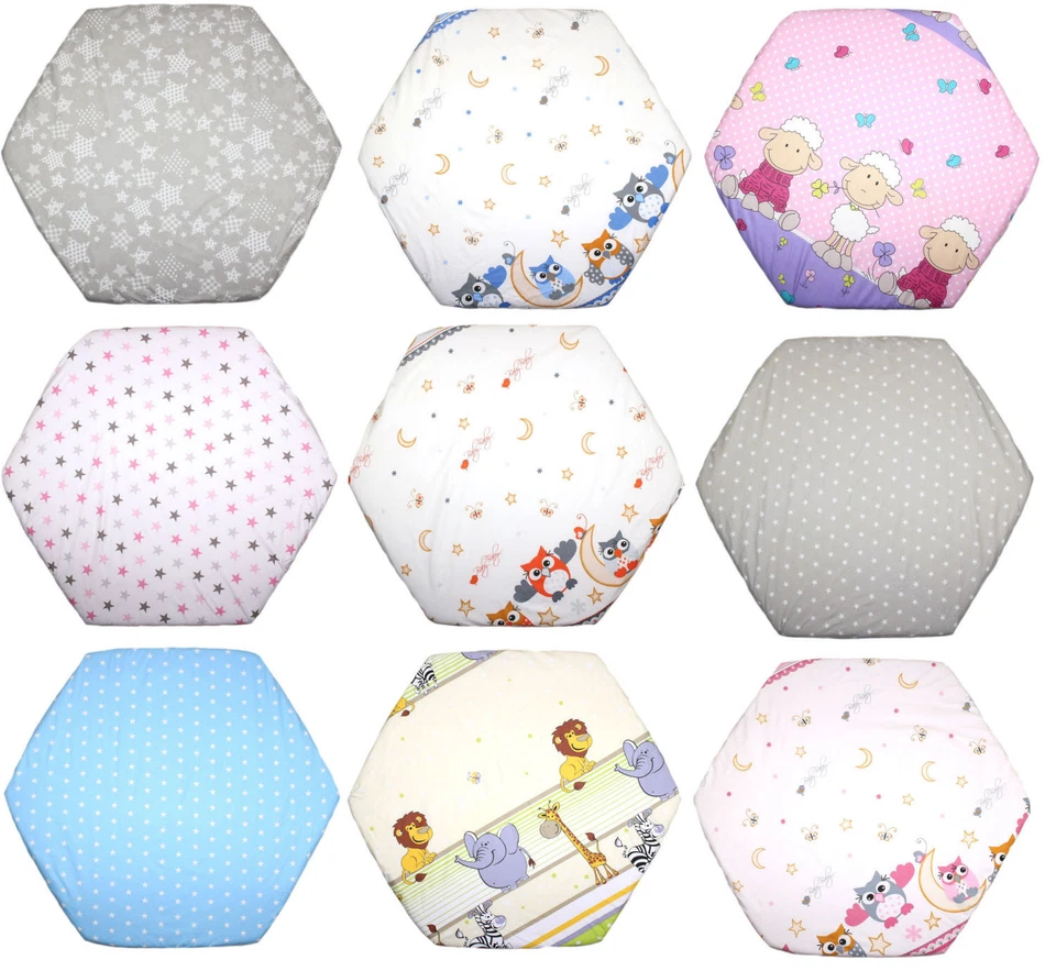 PRIMAWELA Spannbettlaken für Baby Kinder 6-eck Laufgitter Matratze 105x120cm Baumwolle