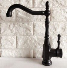 Oil Rubbed Brass Kitchen Faucet Swivel Spout Deck Mount Single Hole Mixer Tap