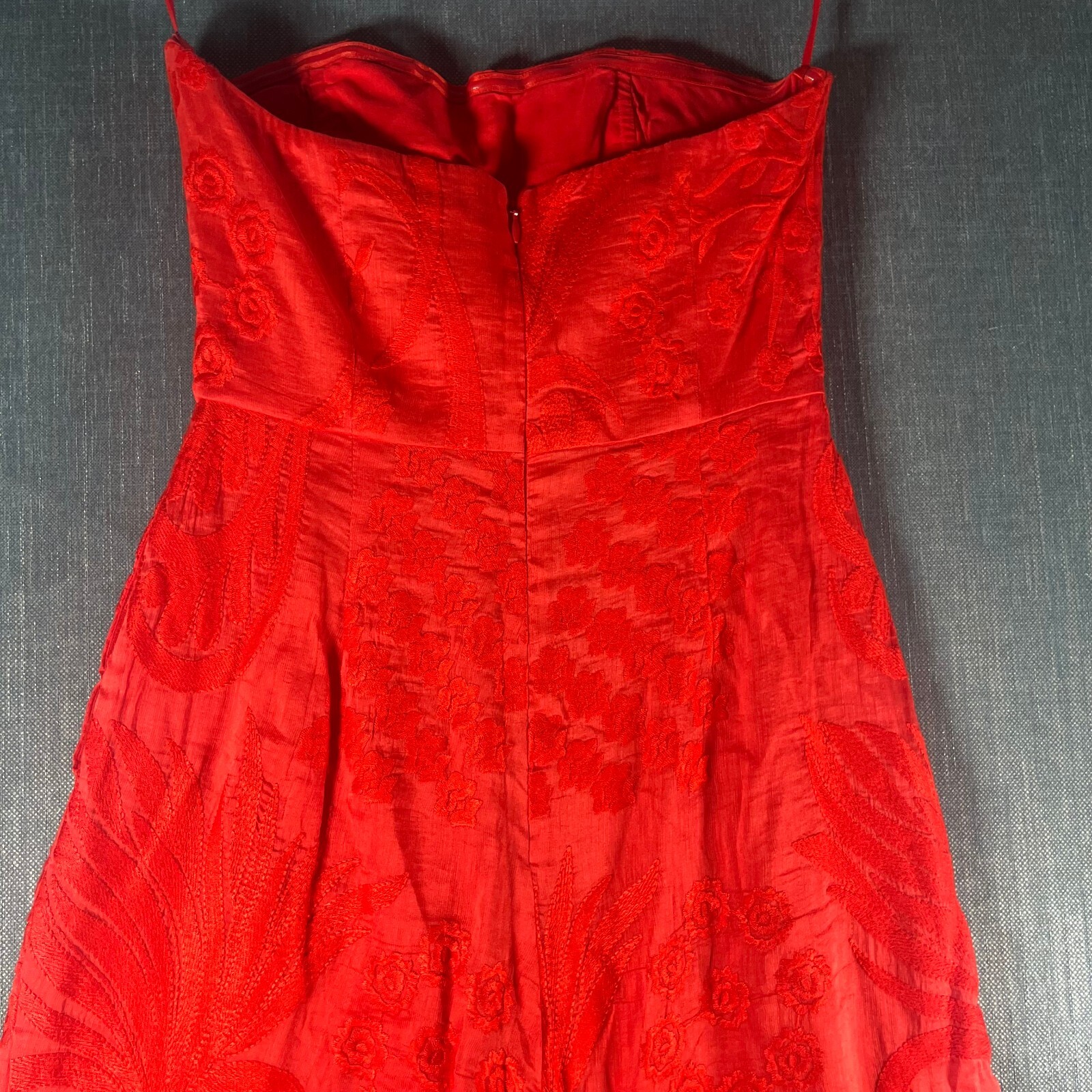 Aijek Womens Romper SIze 1 Red Silk Linen Blend Floral Juniors