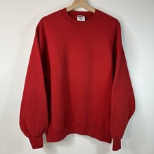 Vintage 90's Jerzees Super Sweats Crewneck Sweatshirt Red Blank Mens Large L 