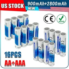 WHITECRANE 8pcs AA + 8pcs AAA 1.5 Volt Alkaline High-Performance Batteries