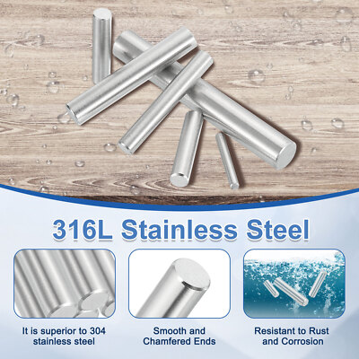 Uxcell 5-Pack 8mm X 45mm Dowel Pins – 304 Stainless Steel, Cylindrical Shelf Support Pins, Silver Tone