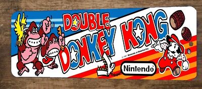 Double Donkey Kong Arcade 3x12 Metal Wall Video Game Marquee Banner Sign