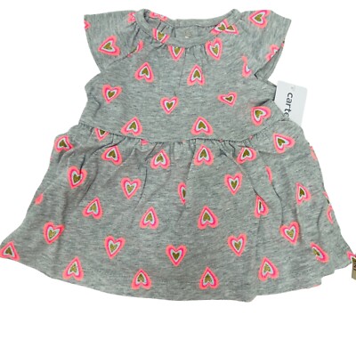 Carter's Baby Girls' Heart Jersey Dress, Gray, 3 Months, Girl's Carter's Baby Girls' Heart Jersey Dress, Gray, 3 Months, Girl's