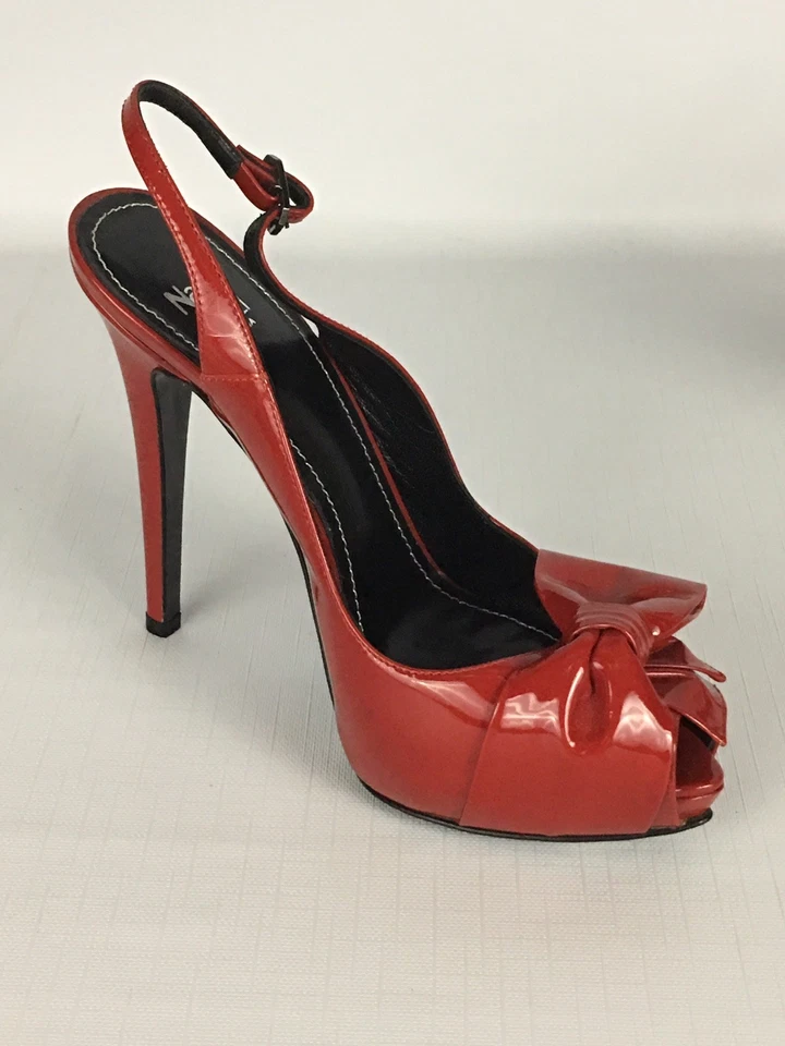 Zapatos de salón para mujer NANDO MUZI charol italiano rojo lazo abierto/peep-toe - 37 Foto 3 de 4