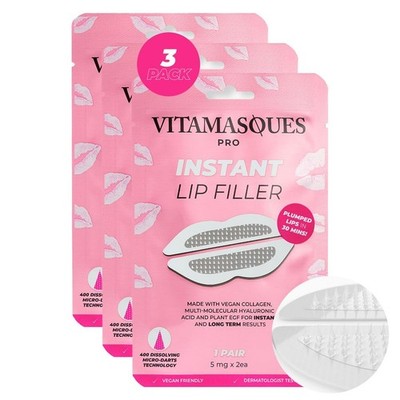 3 pack Instant Lip Filler Mask for Plumped Lips in 30 Mins with Vegan Collagen