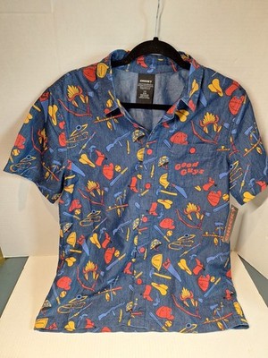 NWT! Bio World Childs Play Chucky Button Up Shirt, Mens Med, Movie Horror