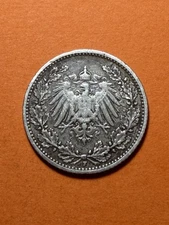1905 F Imperial Germany Silver 1/2 Mark (A2877)