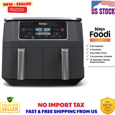 NEW DEAL Ninja DZ201 Foodi 8Qt 6-in-1 DualZone Air Fryer Smart Finish