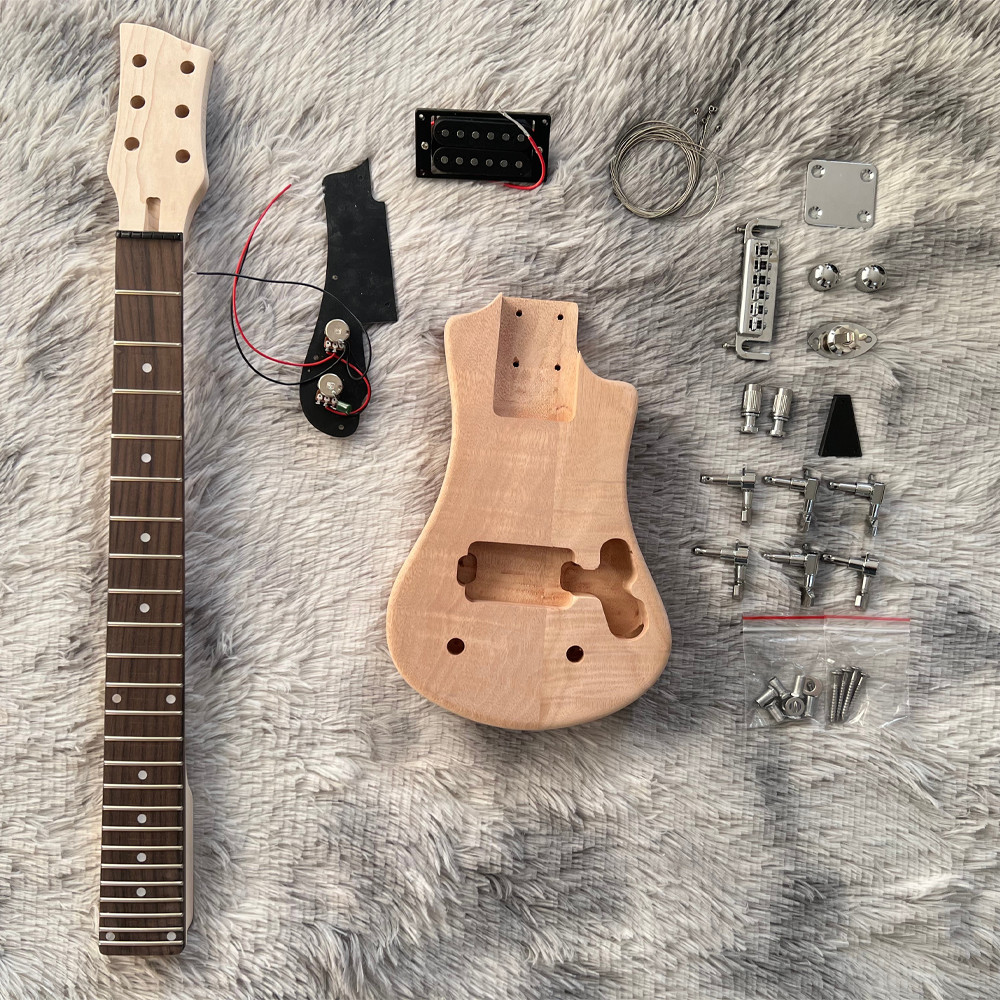 6 String DIY  Hofner Mini Electric Guitar Mohagany Body CR Part