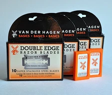 Lot 6 pkgs Van Der Hagen Stainless Steel Double Edge Razor Blades NEW 50 blades
