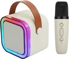 IQ-Sound IQ-708K Mini Karaoke Bluetooth Speaker Wireless Mic RGB LED 5W White 