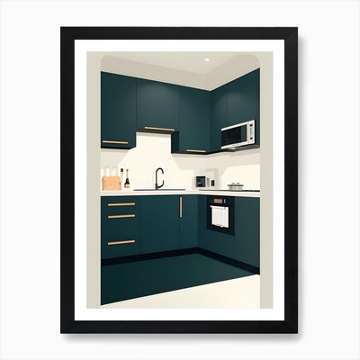 Küche Innenarchitektur Kunst Pri gerahmtes Wandbild Poster Leinwanddruck Bild