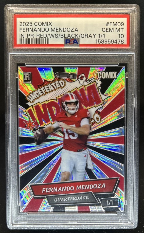 2025 Wild Card Comix Fernando Mendoza Red Black Prism Rainbow RC #1/1 PSA 10