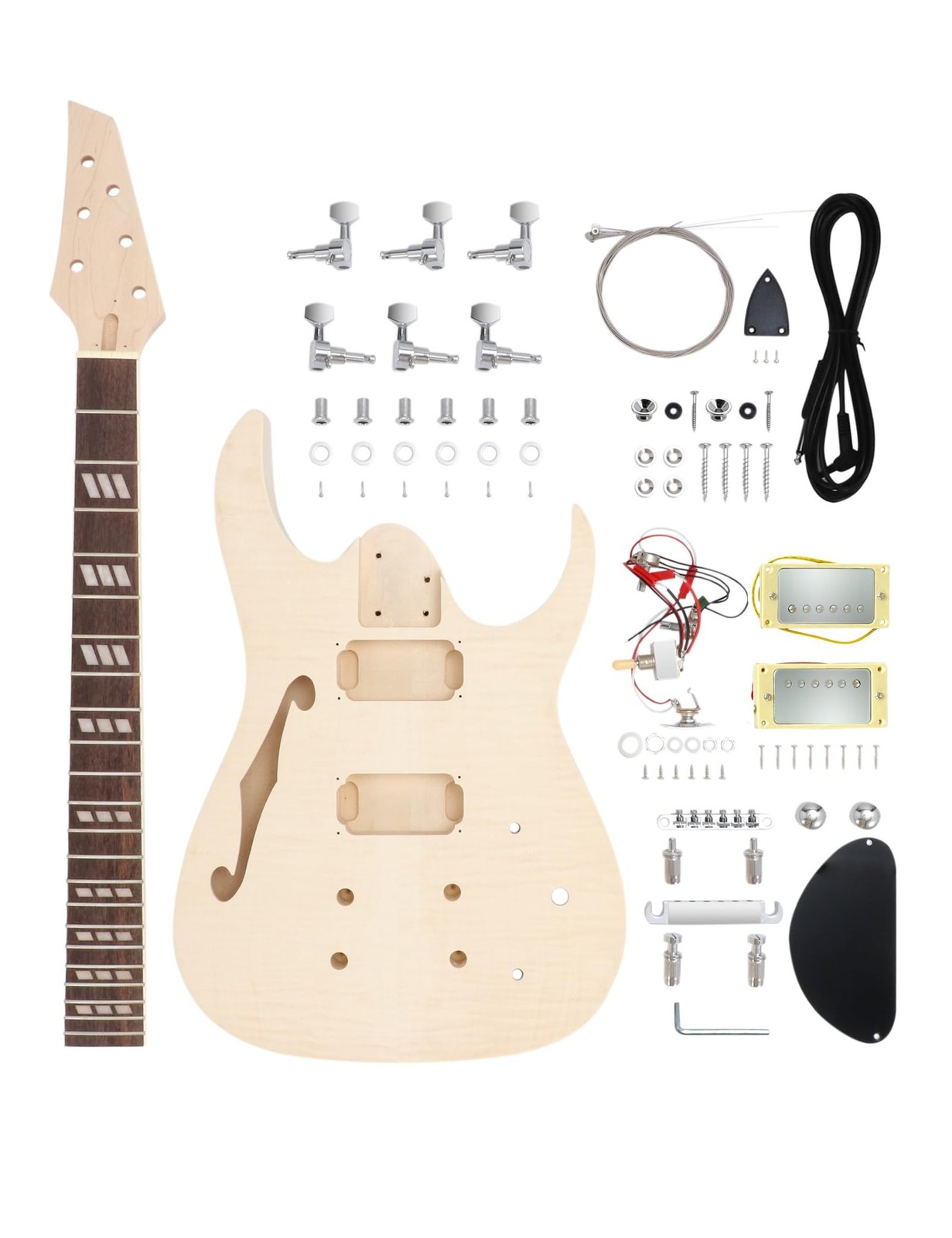 DIY Electric Guitar Kit Beginner Kit 6 String Right Handed with Flamed Maple ...