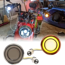 Motorcycle 1157 Front Rear LED Bullet Turn Signal Lights Smoke Lens for Harley