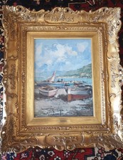 CUADRO PINTURA AL OLEO CIRO CANZANELLA + MARCO PAN DE ORO -40X30 cm y 70x60 cm